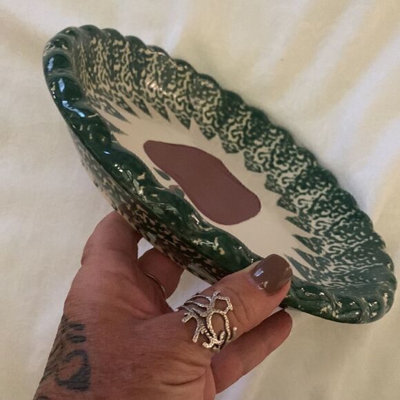 Pie Pan Spongeware Pottery Apple Farmhouse - Picture 2 of 9